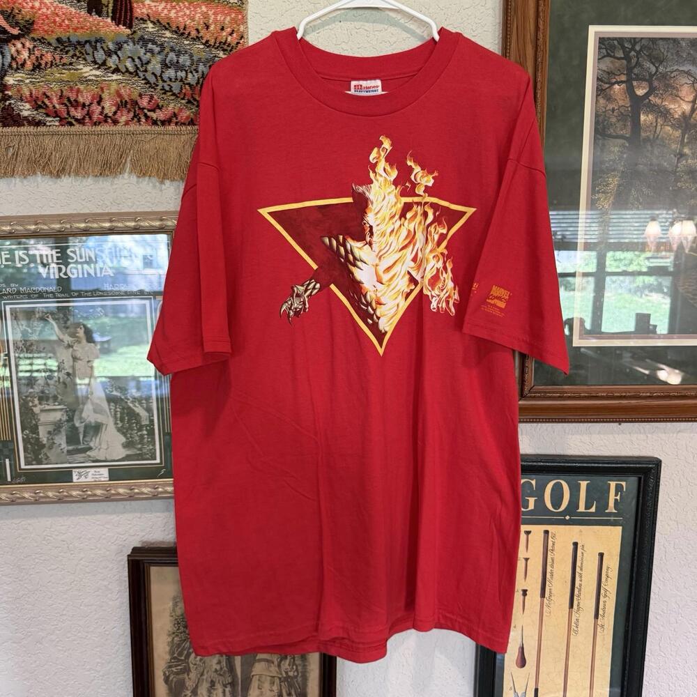 Vintage 1999 RARE‎ Marvel Namor Graphitti Red Comic Cartoon Shirt Size XL